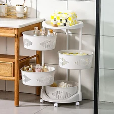 4 Tiers Rolling Utility Cart Metal Storage Organizer Kitchen Bathroom Shelf