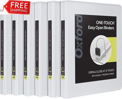 Oxford 3 Ring Binders, 0.5 Inch One-Touch Easy Open D Rings, Durable Binders for
