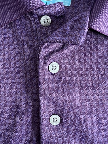 PGA Tour Golf Shirt Polo Button Up Men’s LARGE Short Sleeve Purple Top - Picture 8 of 20
