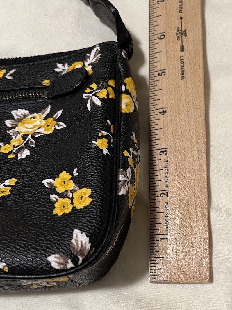 Coach Black Yellow White Flowers Small Shoulder Bag w/Tag Charms
