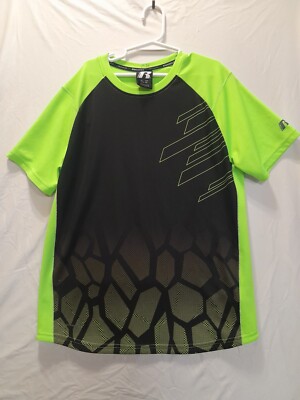 Russell Boys Athletic Active T-Shirt Dri-power Printed Black & Green - XL 14-16