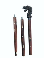 Dragon Head Walking Wood Cane Stick Funky Canes Christmas Gift for Father Mother