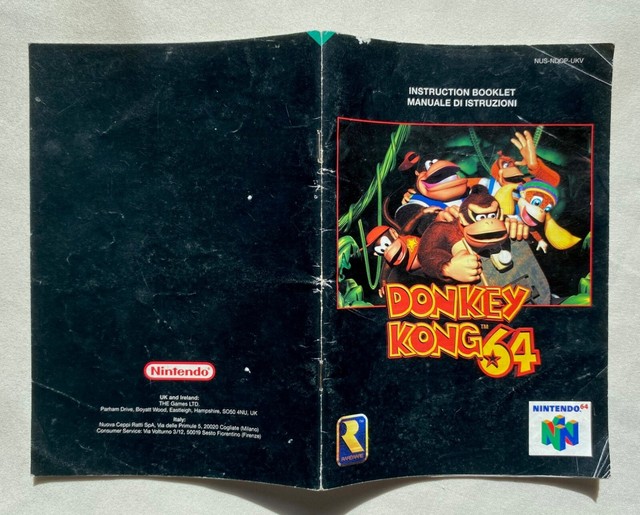 Nintendo N64 - DONKEY KONG 64 - PAL UK/Solo manuale europeo- Nintendo N64 - DONKEY KONG 64 - PAL UK/Solo manuale europeo-