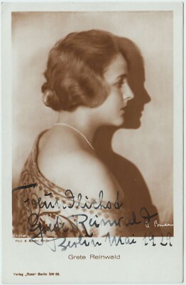 Autograph Autogramm GRETE REINWALD Stummfilm original signiert 1929 Ross SELTEN!