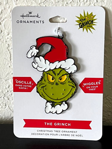 2024 Hallmark Dr. Seuss Grinch in Santa Hat Moving Metal Christmas Ornament NEW - 第 1/5 張圖片