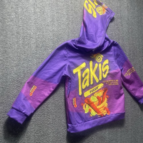 Fuego Takis Hooded Sweatshirt Hoodie Purple Kids Size S Small Promotional Unisex - Picture 2 of 7