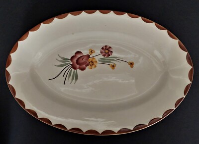 Servierteller Oval aus Steingut Hbcm Creil Montereau Dekor Huguette Anfang