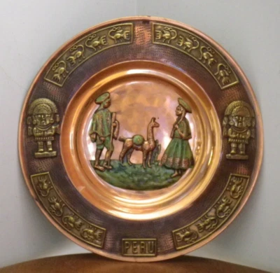 Ancienne assiette Peruvienne en cuivre - Photo 1/4
