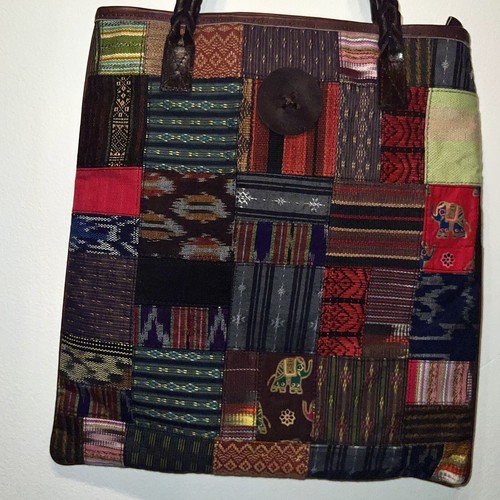 Handmade Hill Tribe Artisan Handwoven Patchwork Shoulder Tote Bag & Coin Purse - Picture 6 of 8
