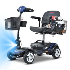 4 Wheel 300W Powered Mobility Scooters,300 lbs for Seniors, Folding 10 Miles LED