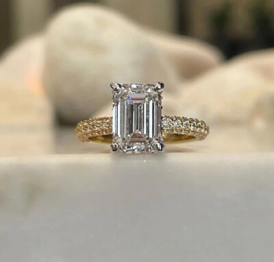 2Ct Emerald Cut Simulated Diamond Women's Engagement Ring 14k