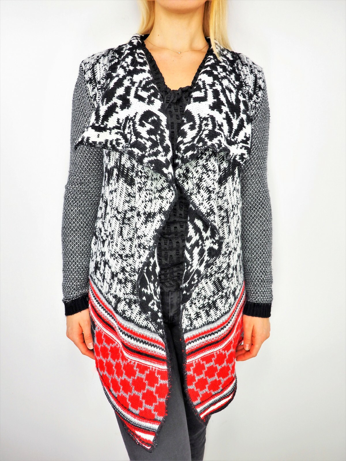 DESIGUAL by Christian Lacroix Open Front Wrap Sweater Cardigan #46J2L12 Small