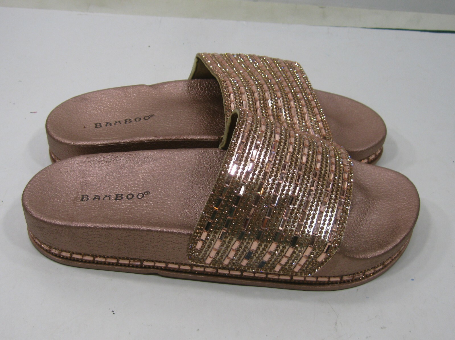 PANTOFOLA D’ORO sandali slip on ciabatte STRASS ORO PUNTA APERTA nuovi taglia 8