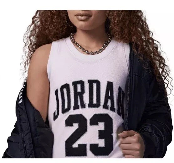 Jordan23 Girls Jersey Dress Black Pink Logo Patch Mesh Sleeveless A-line Cut - Image 4 of 4
