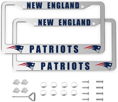 New England Patriots  Aluminum Metal Silver License Plate Frame Auto Truck Car