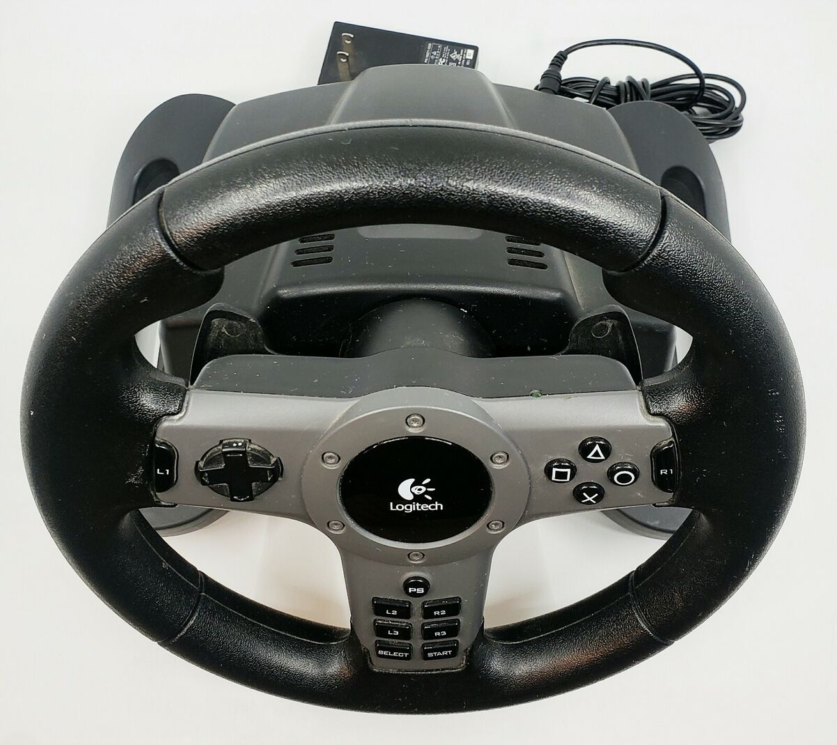 Logitech Wireless Steering Wheel E-X5D12 For PS3 W/ Dongle & Power brick  TESTED