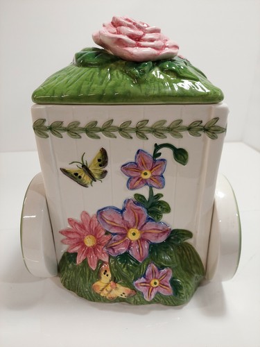 End Section of Portmeirion Botanic Garden Canister Figural Wheeled Flower Cart - Picture 2 of 11