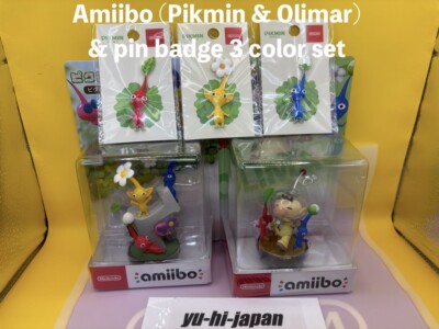 Amiibo (Pikmin & Olimar) & pin badge 3 color set with Limited