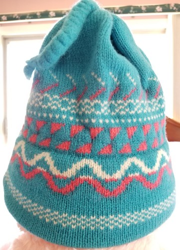 Cappello da sci Eddie Bauer berretto vintage 100% lana due strati maglia nappa blu - Foto 6 di 10
