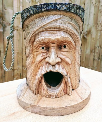 Madera Tallada a Mano Bosque Verde Hombre Pájaro Casa Jardín Anidación Árbol Caja Colgante - Imagen 3 de 12
