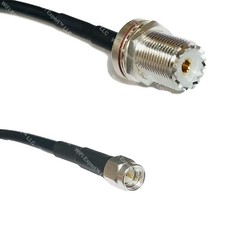 LMR200 Silver UHF Female BULKHEAD to SMA MALE Coax RF Cable USA Lot