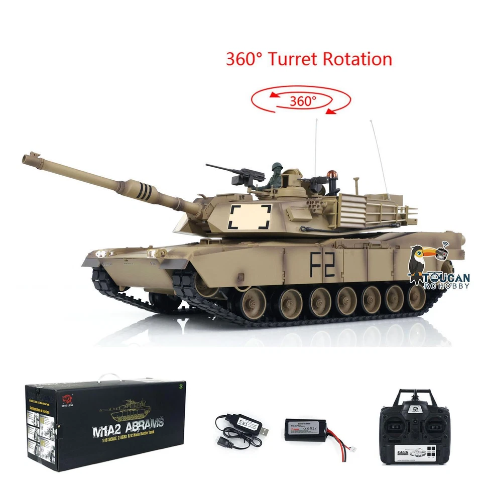 2.4Ghz Henglong 7.0 1/16 Plastic M1A2 Abrams RTR RC Tank 3918 W/ 360° Turret - Image 2 of 4