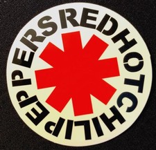 RED HOT CHILI PEPPERS STICKER  WHITE  RED 2 1/2" ROUND  GLOSSY