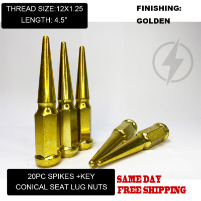 FIT NISSA 370Z ALTIMA MAXIMA ROGUE QUEST SPIKE LUG NUT 12x1.25 GOLDEN 20PC