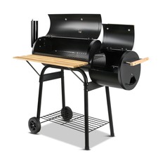 Grillz BBQ Smoker Charcoal Grill Roaster Portable Outdoor Camping Barbecue 2in1