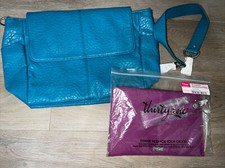 New Thirty-One Jewells Teal Pebble Purse W Via Noon Zipper Pouch