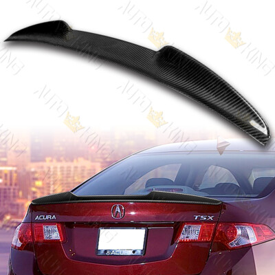 FIT 09-14 ACURA TSX SEDAN V-STYLE REAL CARBON FIBER REAR TRUNK LID SPOILER WING
