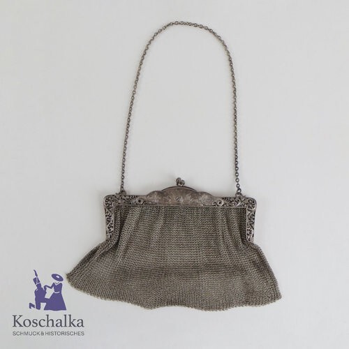 Antik 800er Silber Netz Handtasche, Theater-/Abendtasche 313 g, um