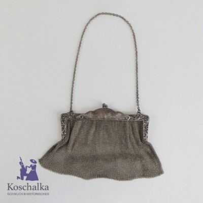 Antik 800er Silber Netz Handtasche, Theater-/Abendtasche 313 g, um