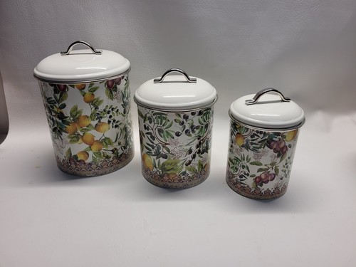 Juego de 3 botes Tuscan Grove Michel Designs blanco con fruta KCS277 acero al carbono - Imagen 2 de 15