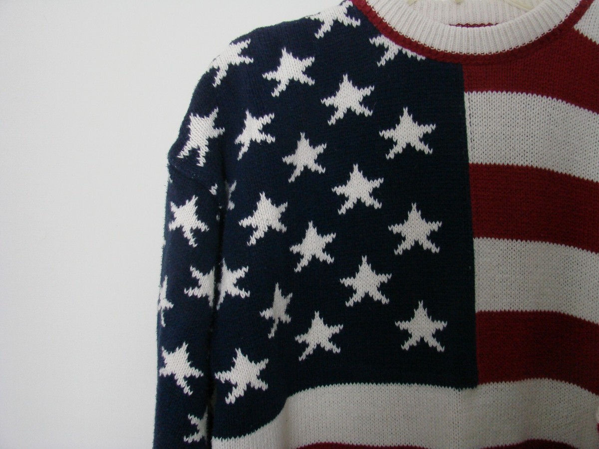 ニット・セーター IONSEOUL american flag KNIT JE883 American Flag Knit Sweater - White - Trump Store