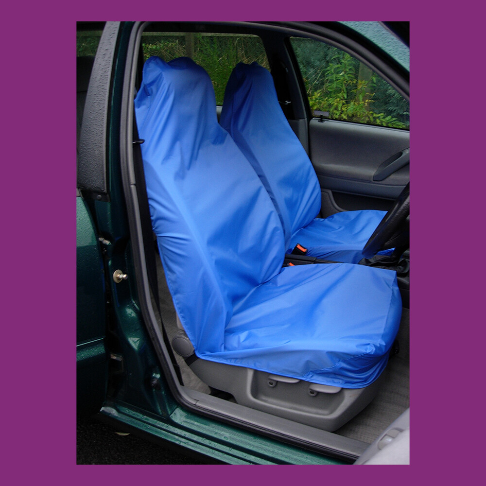 Front Pair of Royal Blue Waterproof Car Van Universal Seat Covers UK