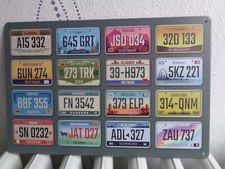 TOLE METAL PLAQUE IMMATRICULATION AMERICAINE 20 X 30 CMS NO EMAILLEE ANCIENNE