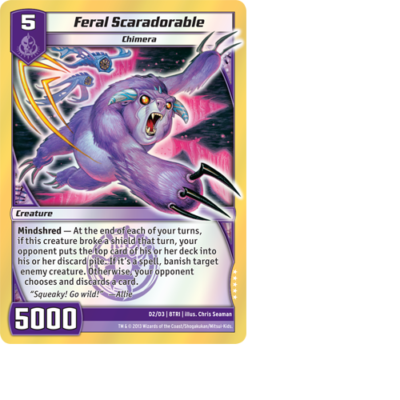 Kaijudo X1 FERAL SCARADORABLE Foil Super Rare 8TRI - Elite Series