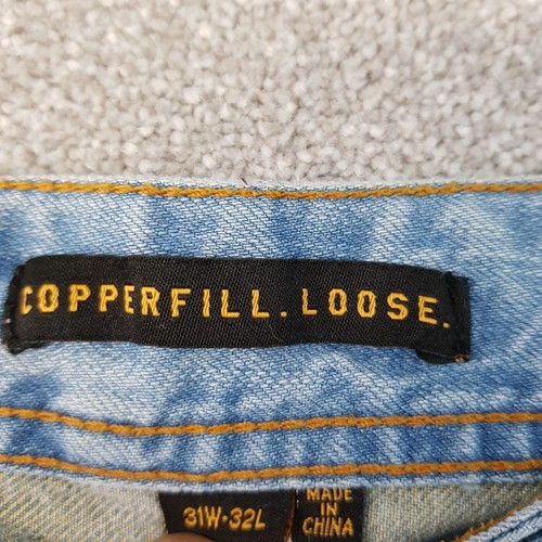 Superdry Uomo Jeans 31x32 Blu Copperfill Sciolto Dritto Distressed Lavaggio Leggero - Foto 6 di 16
