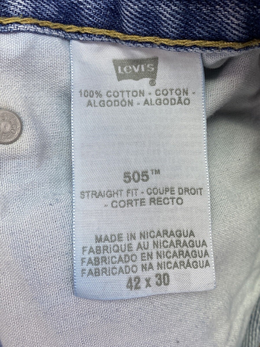 Levis Mens 42x30 Stone Wash Regular Fit Distressed Ripped Straight
