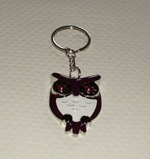 Unique Enamel Rhinestones Owl Metal Keychain Purse Charm Key Ring