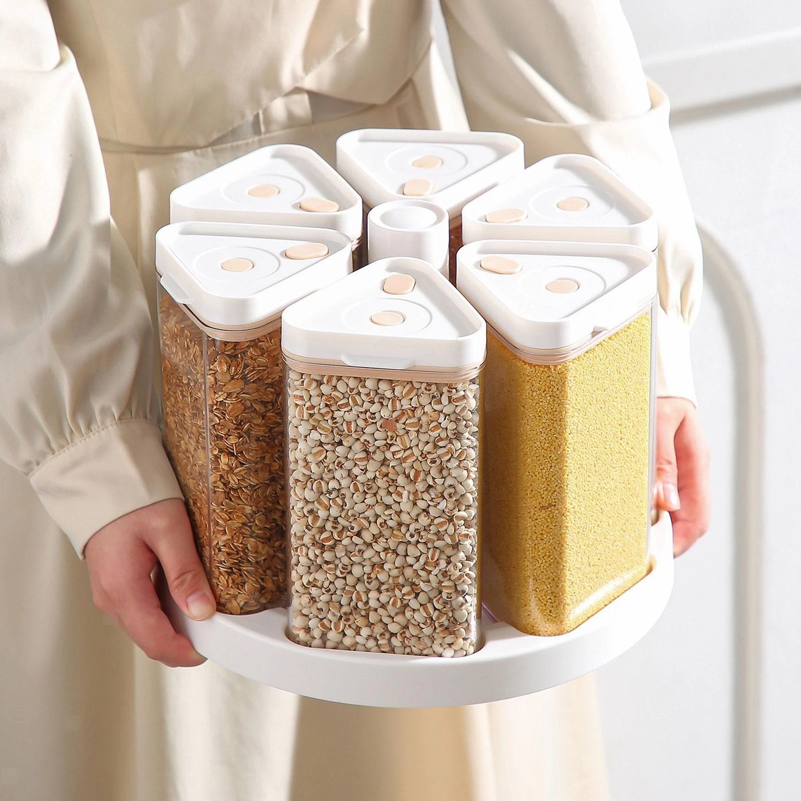 Vacuum Rotating Cereal Container Sealed Storage Box Accessory Gifts Reusable 6