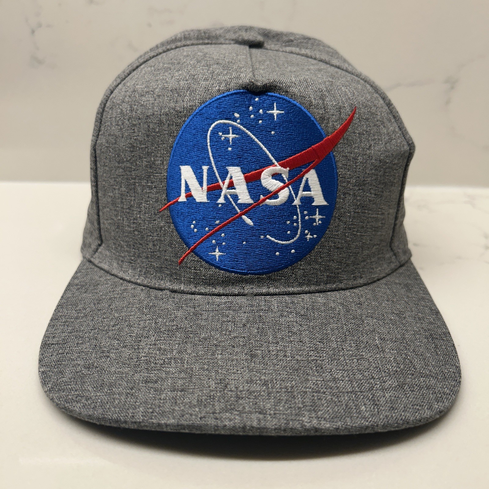 NASA Space Logo Hat Flat Brimmed Cap Gray SnapBack Adjustable NEW