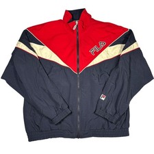 Vintage Fila Windbreaker Jacket Navy Red Colorblock Full Zip Track Mens Large