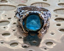 blue stone vintage ring 925 sterling silver for women