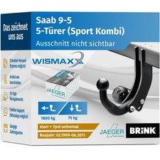 ANHÄNGERKUPPLUNG für Saab 9-5 99-11 starr BRINK +7pol E-Satz ABE