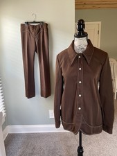 1970s Retro Vintage Prior Westerns Women s Jacket and Flare Leg Brown 2pc. Suit