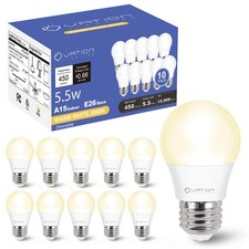 10 Pack A15 LED Refrigerator Light Bulb 40W 5.5W E26 Dimmable 3000K Warm White
