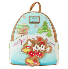 NWT Loungefly Disney Mickey/Minnie Ice Skating Mini-Backpack Gingerbread Scented