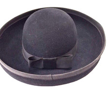 Vintage Mr. Kurt Women  s Black Wool Hat w/ Bow 100 Wool USA Made NEW